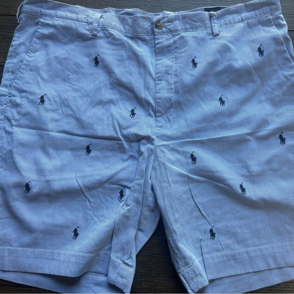 Ralph Lauren Blue and White Polo Shorts
